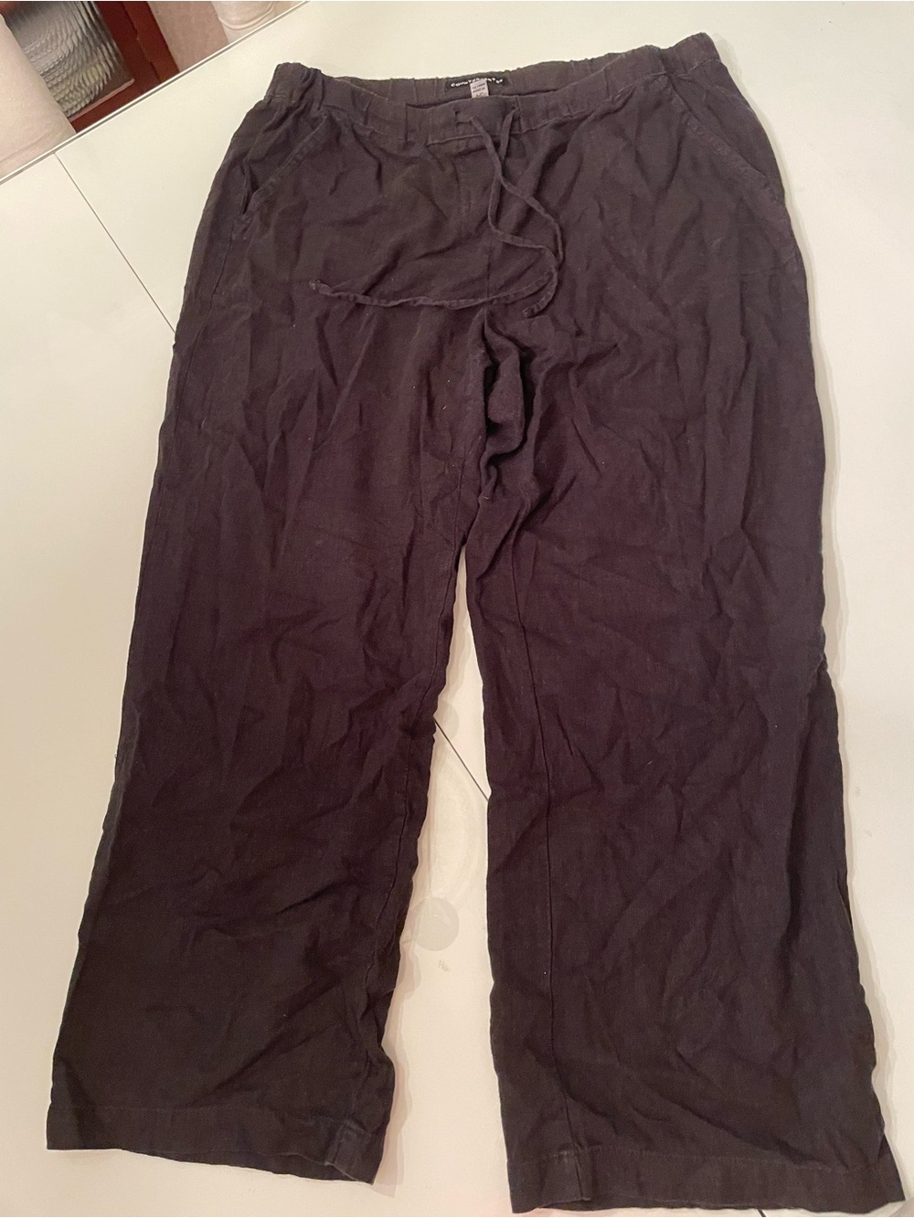 Counterparts Black Drawstring Linen-Blend Pants